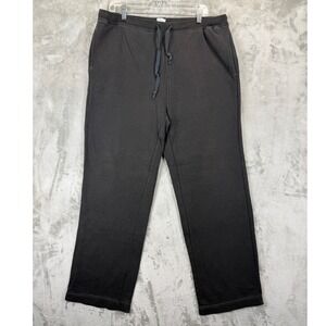 Gap Body Black Fleece Lounge Pants Mens Large Straight Leg Drawstring Sweatpants
